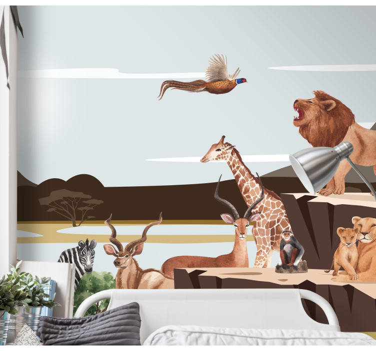 Majestic Wildlife Gathering animals wall mural - TenStickers