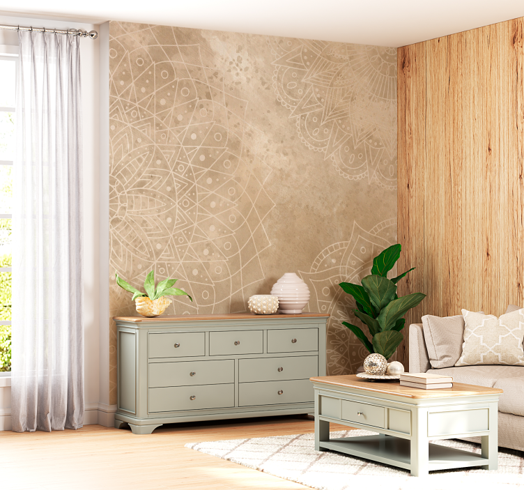 Mandalas vintage pattern living room wall mural - TenStickers