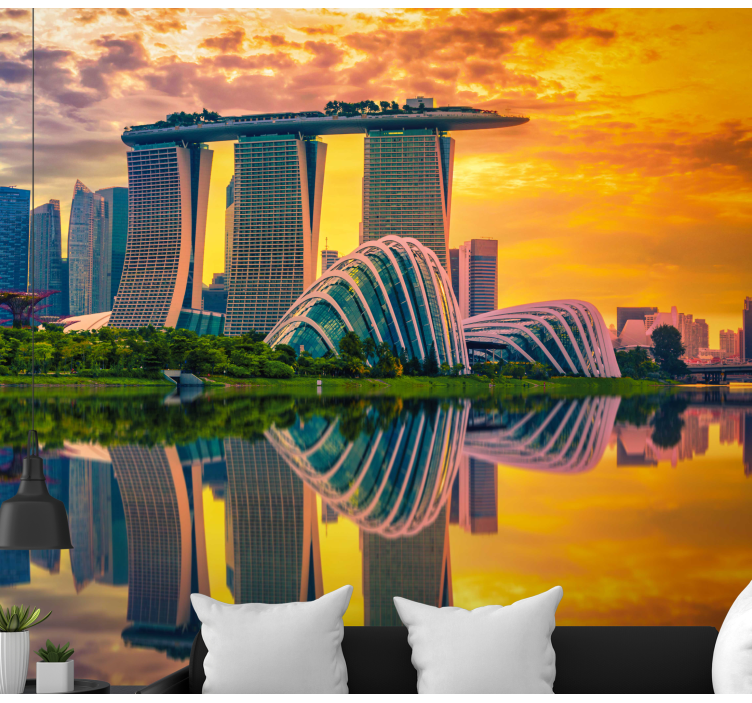 Marina Bay Reflections city wall mural - TenStickers