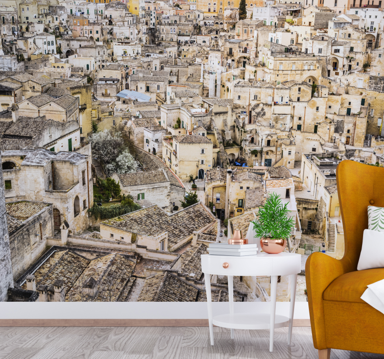 Matera Stone Rooftops city wall mural - TenStickers