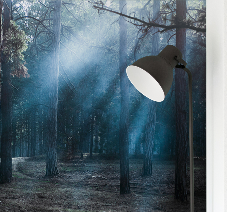 Misty foggy path forest wall mural - TenStickers