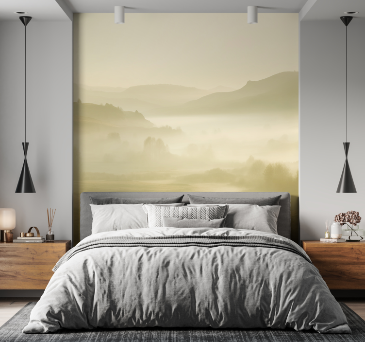 Misty views Mountain wallpaper decor  - TenStickers