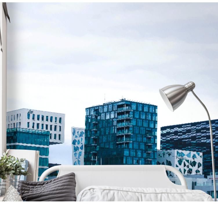 Modern Urban Skyline city wall mural - TenStickers