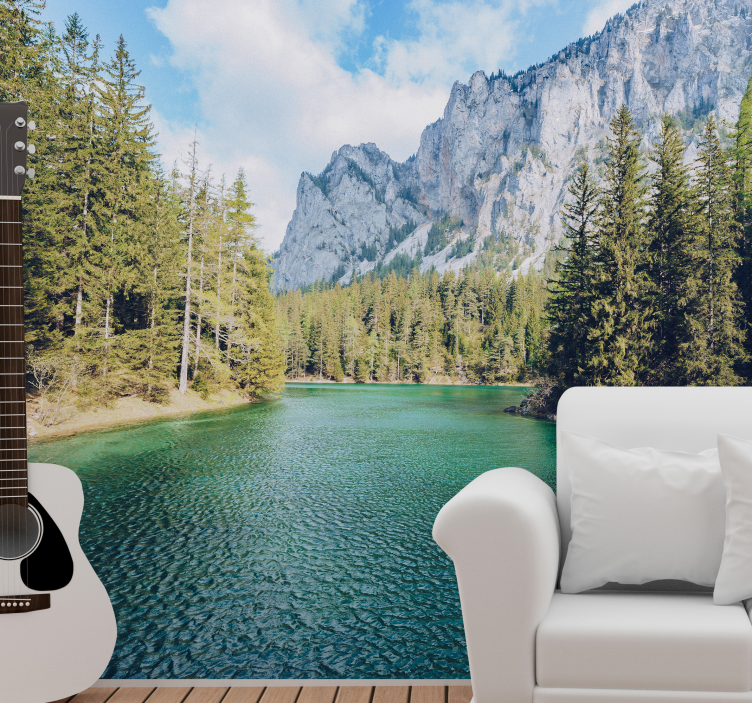Mountain Lake Scene landscape wall mural - TenStickers
