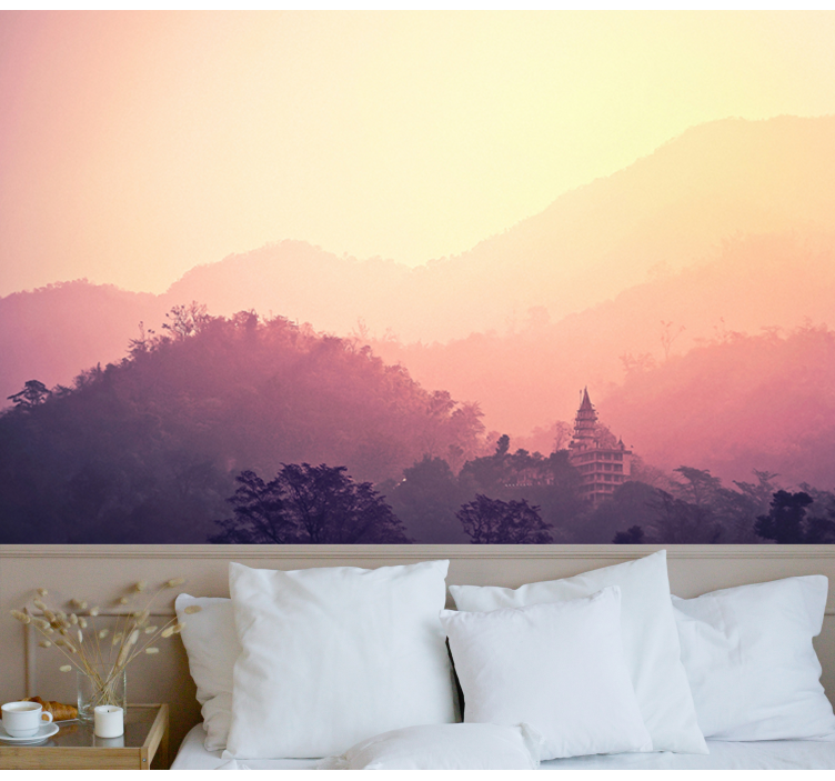 Mountain Temple View wall mural nature - TenStickers