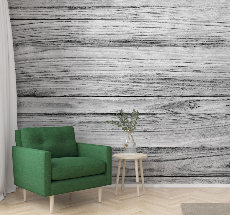 Mural stone wall textured grey wood finish - TenStickers