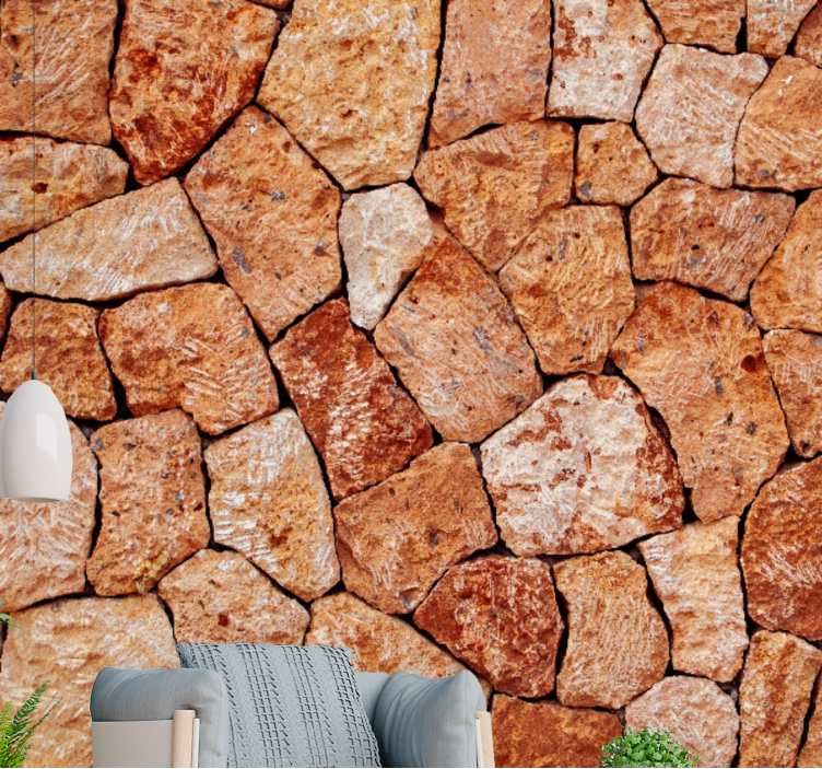 Mural stone wall with textured stone design - TenStickers