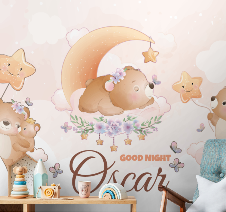 Nursery wall mural sleepy bear collection - TenStickers