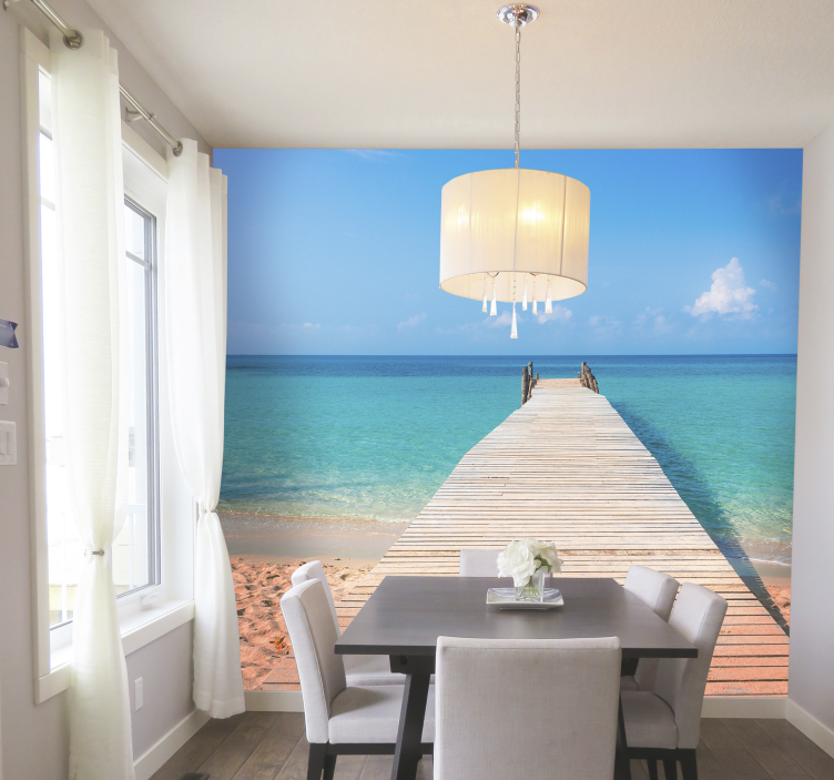 On the beach sea wall mural - TenStickers