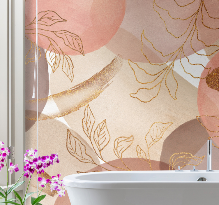 Ornamental Floral Pattern wall mural bathroom - TenStickers