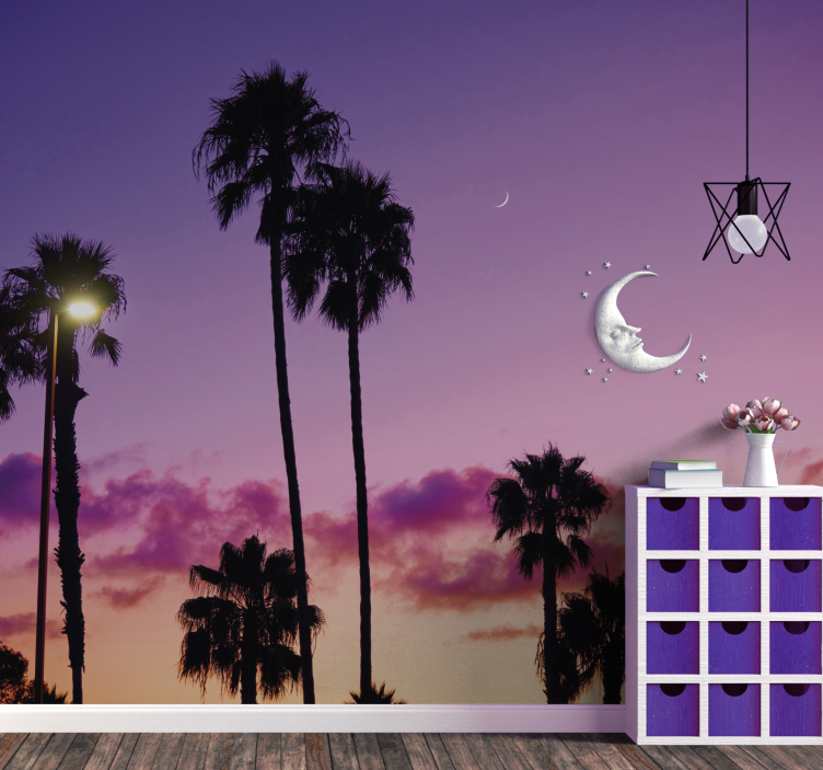 Palm Trees Sunset landscape wall mural - TenStickers
