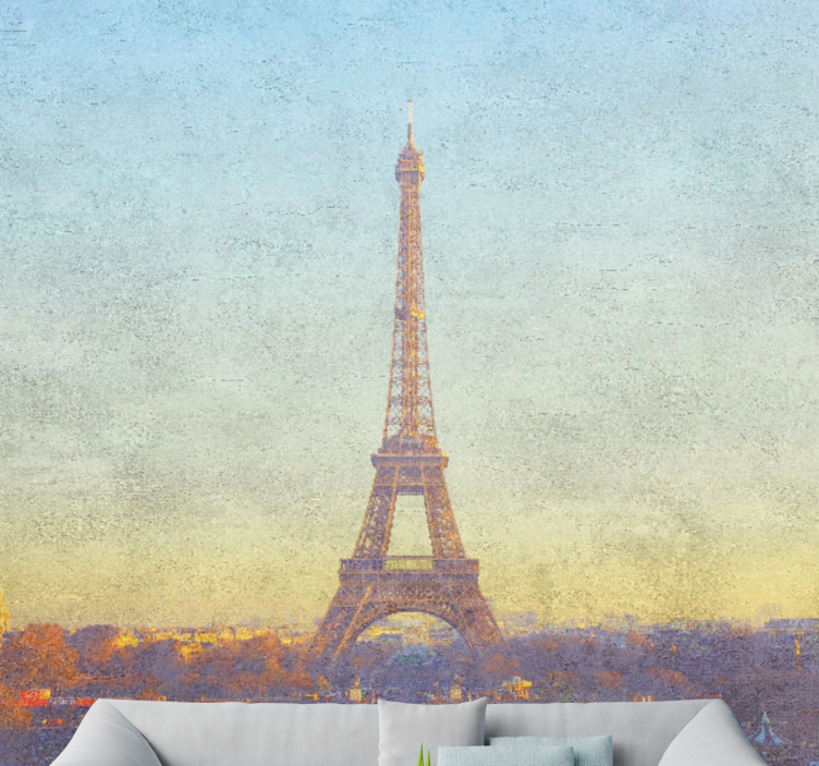 Paris wall mural eiffel tower at dusk - TenStickers