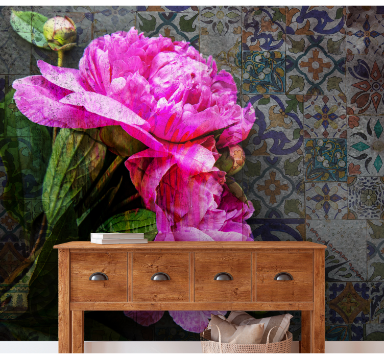 Peony Floral Detail poppy wall mural - TenStickers