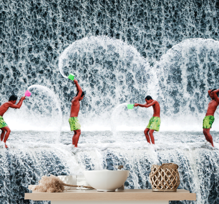 People wall mural playful water splash - TenStickers