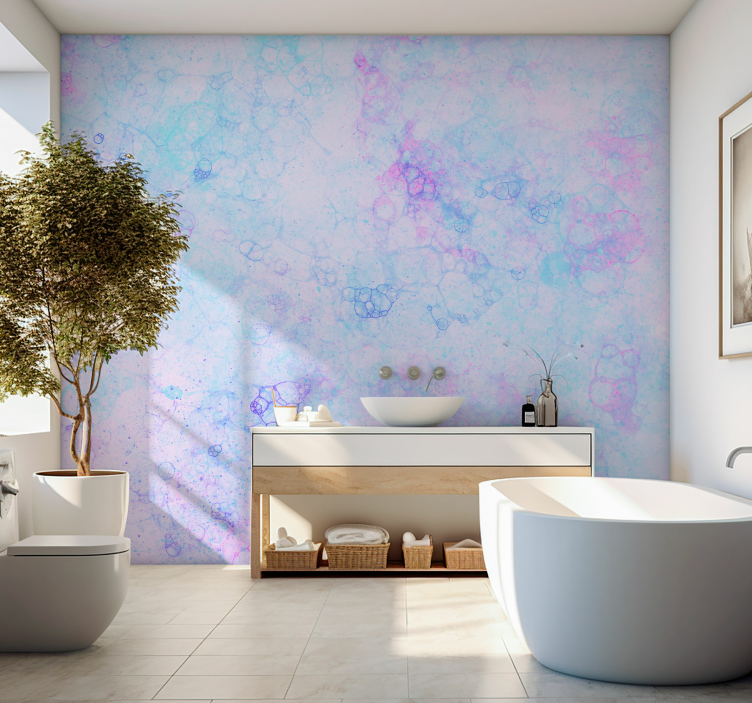 Pink and blue bubbles 3D wallpaper - TenStickers