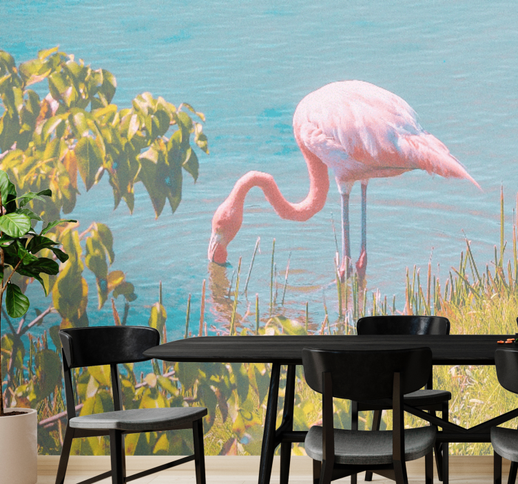 Pink Flamingo Serenity animals wall mural - TenStickers