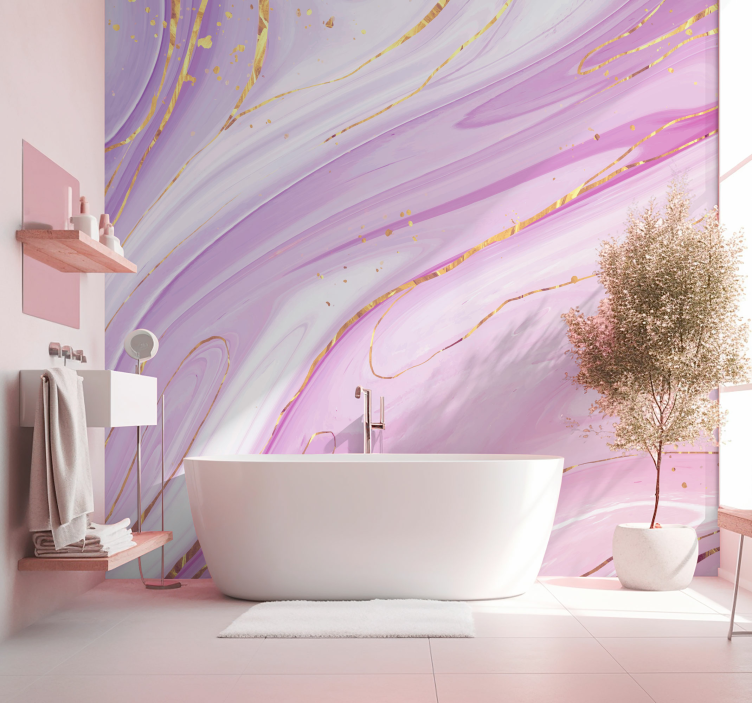 Pink fluid decorative 3D wallpaper - TenStickers