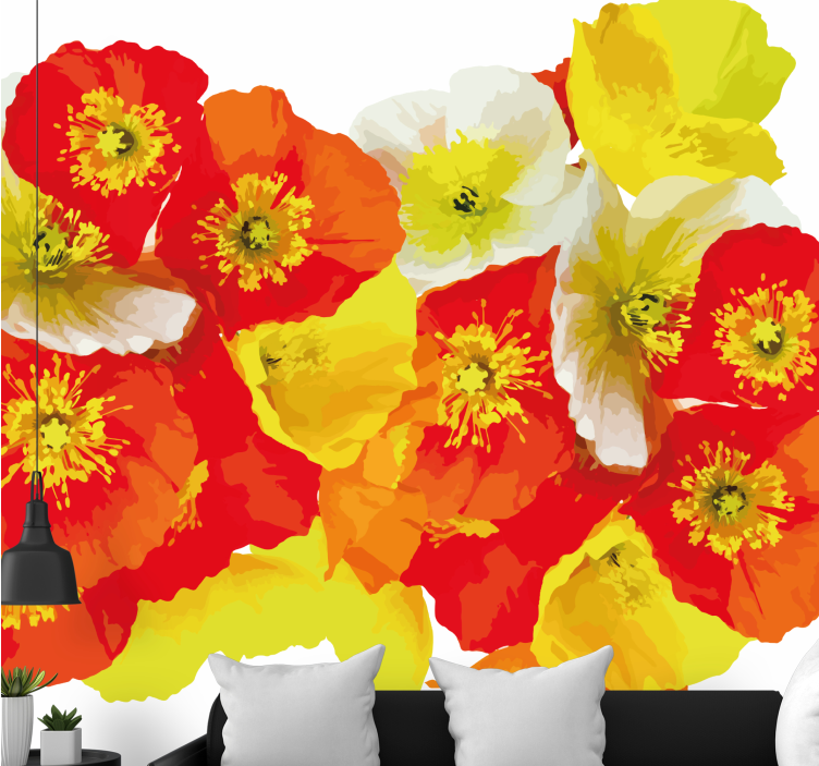 Poppy flower composition flower wall mural - TenStickers