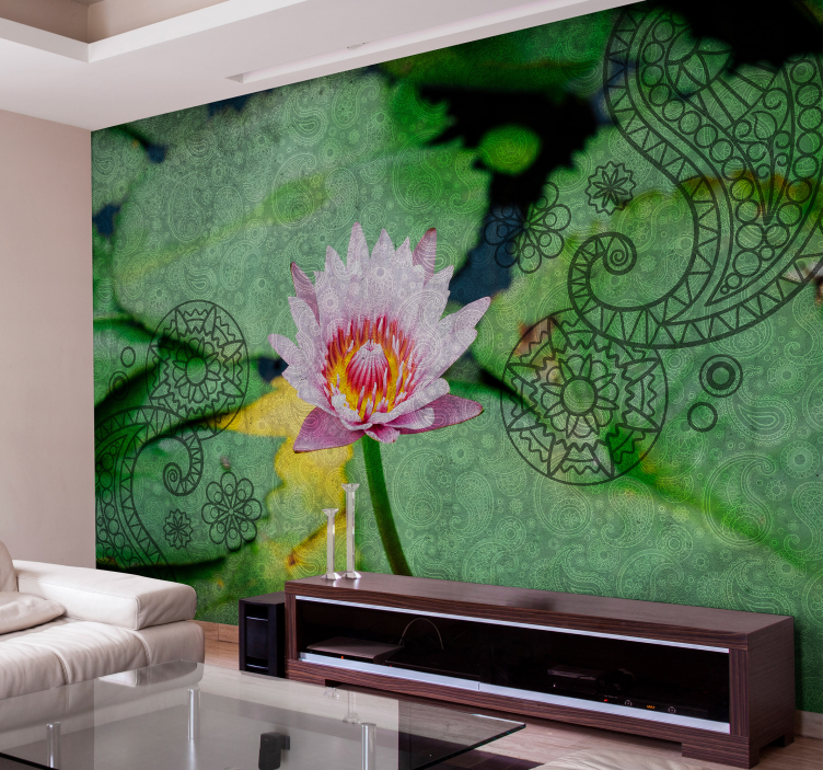 Poppy wall mural lotus blossom grace - TenStickers