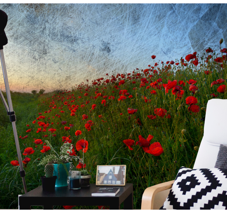 Poppy wall mural poppy field scene - TenStickers