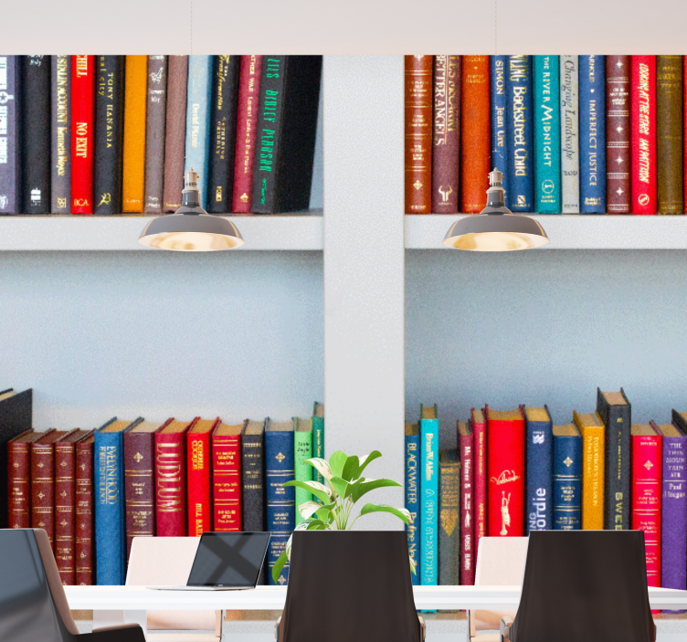 Quote wall mural bookshelf with colors - TenStickers