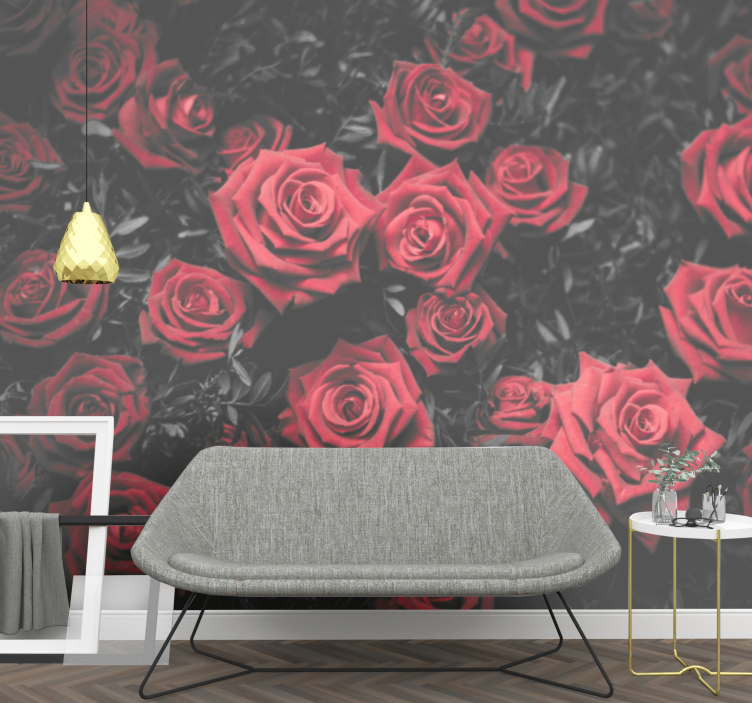 Red rose floral flower wall mural - TenStickers