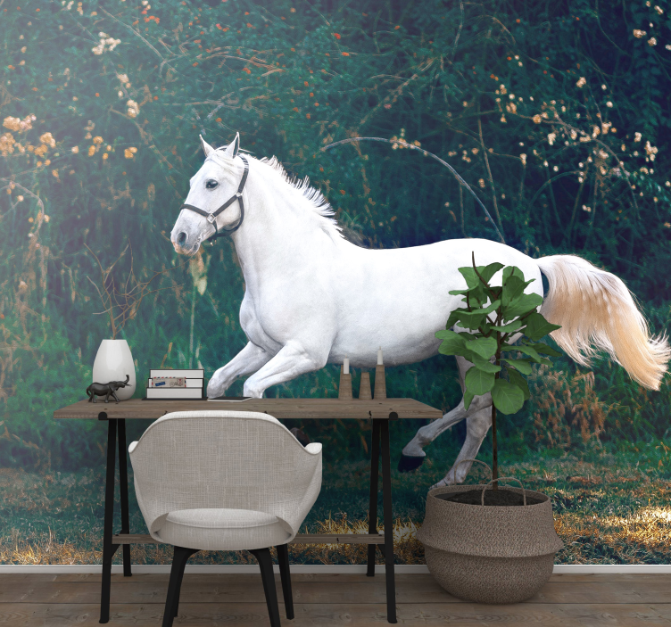 Regal White Equine animals wall mural - TenStickers