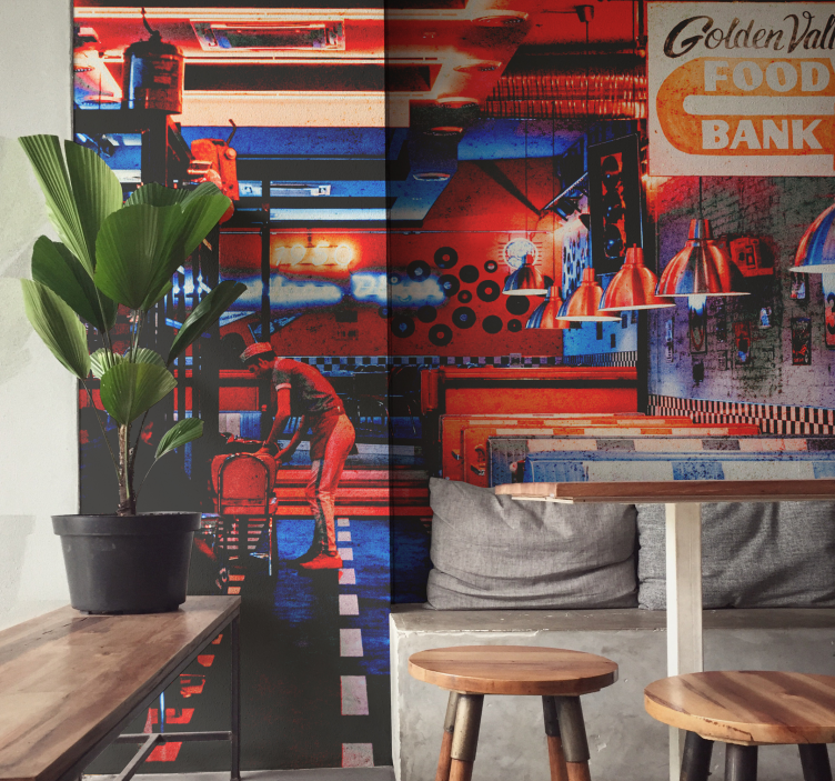 Retro Diner vintage wall mural - TenStickers