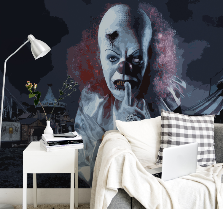 Sinister clown portrait wall mural halloween - TenStickers