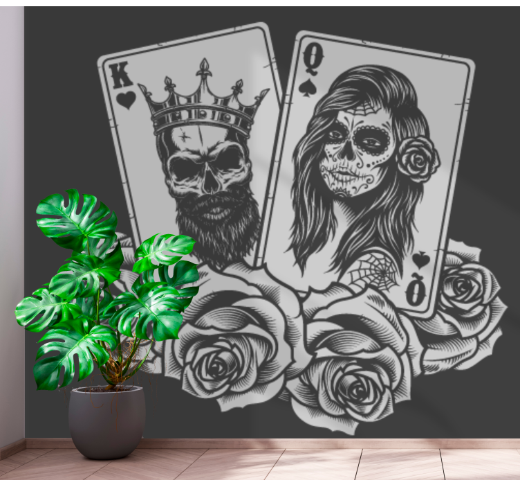 Skull Playing Cards art wall mural - TenStickers