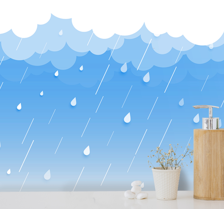 Sky wall mural raindrop cloudscape - TenStickers
