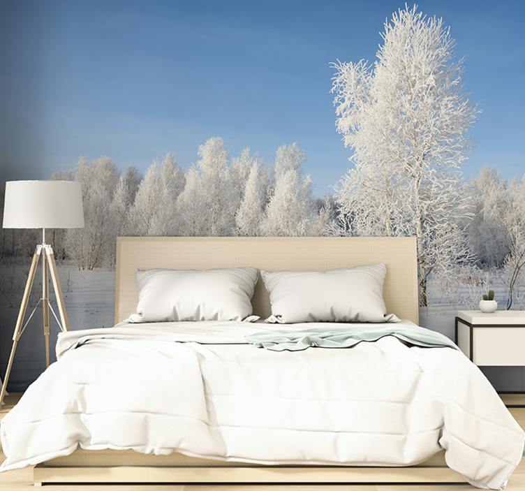 Snow-covered trees landscape wall mural - TenStickers