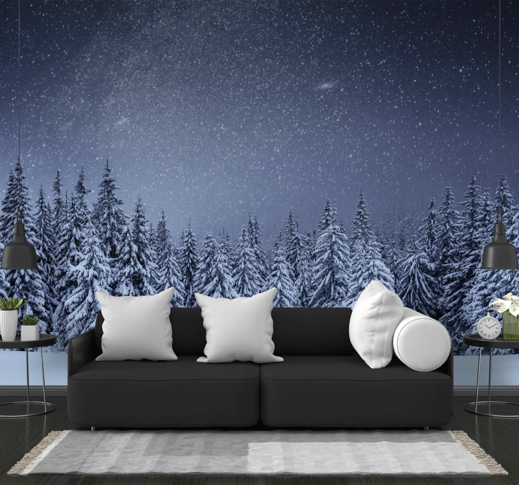 Snowy Pine Landscape wall mural nature - TenStickers