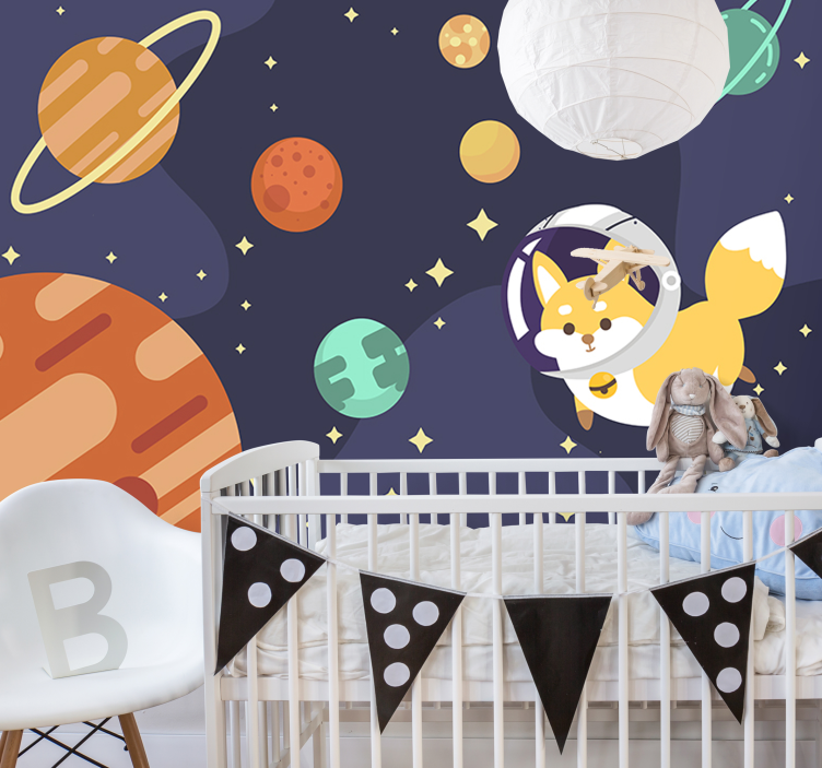 Space fox animal wall mural - TenStickers