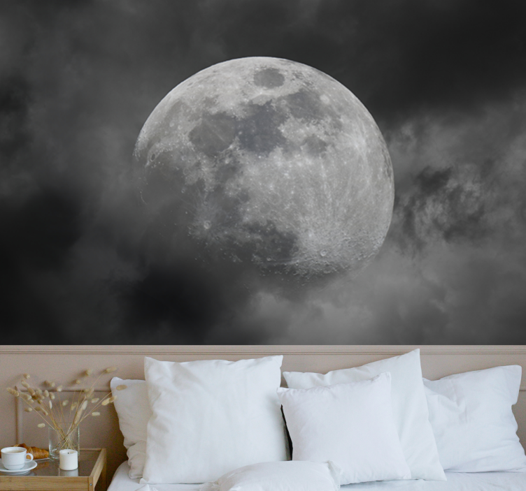Space wall mural luminous moon silhouette - TenStickers