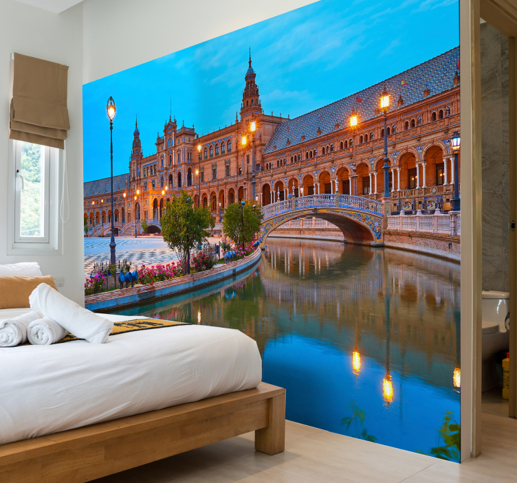 Spanish Plaza Night city wall mural - TenStickers