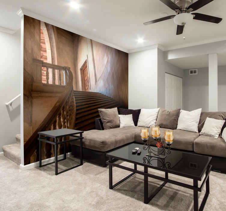 Staircase to a building retro mural - TenStickers