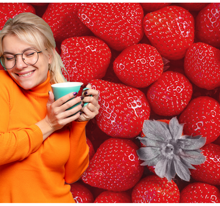 Strawberry and bloom flower wall mural - TenStickers