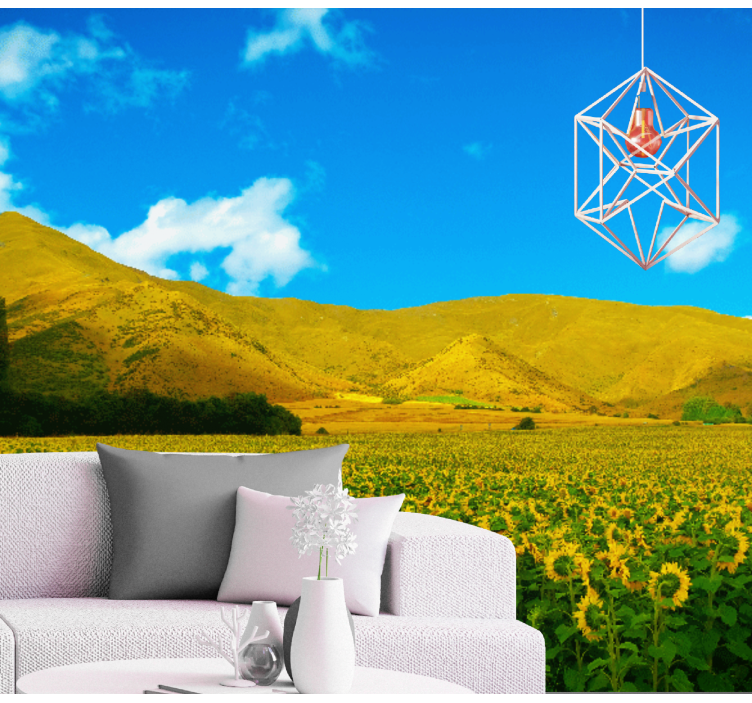 Sunflower Field landscape wall mural - TenStickers