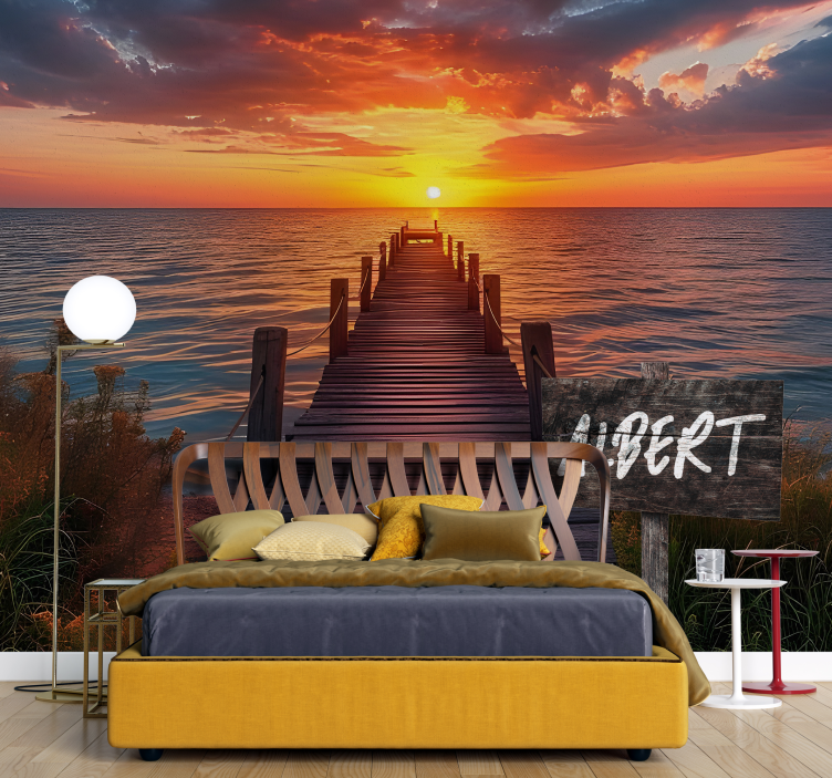 Sunset Path Personalised Name Bedroom Mural - TenStickers