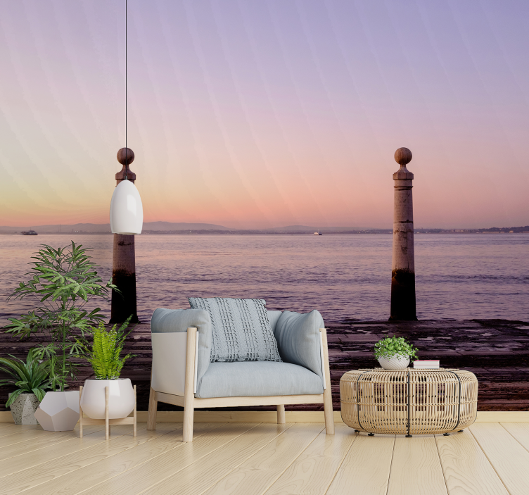 Sunset Pier Vista landscape wall mural - TenStickers