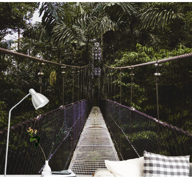 Suspension bridge adventure wall mural nature - TenStickers
