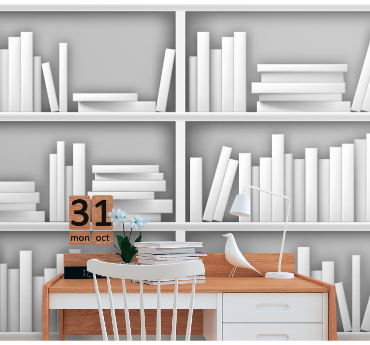 Texture wall mural layered book shelves - TenStickers
