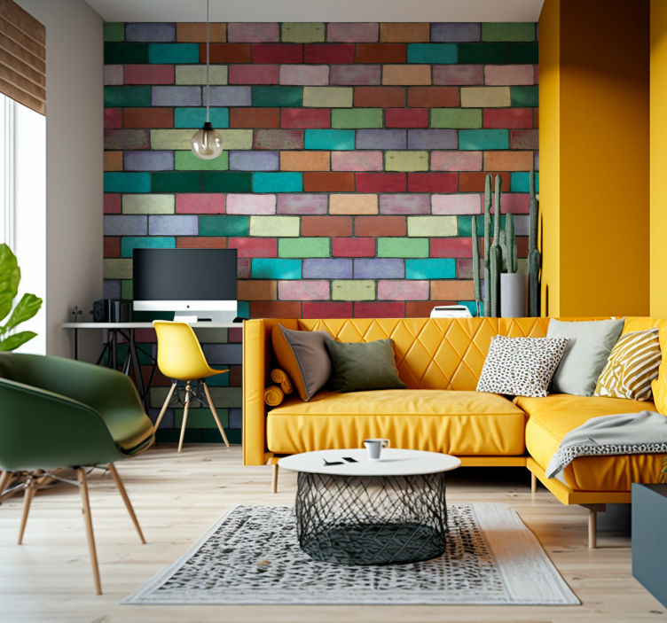 Texture wall mural vibrant brick layout - TenStickers