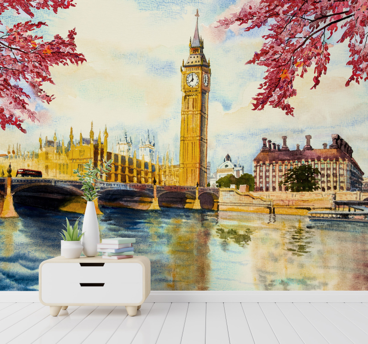 Thames and Big Ben wall mural london - TenStickers