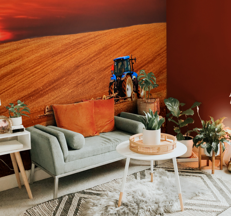 Tractor on a field wall mural - TenStickers