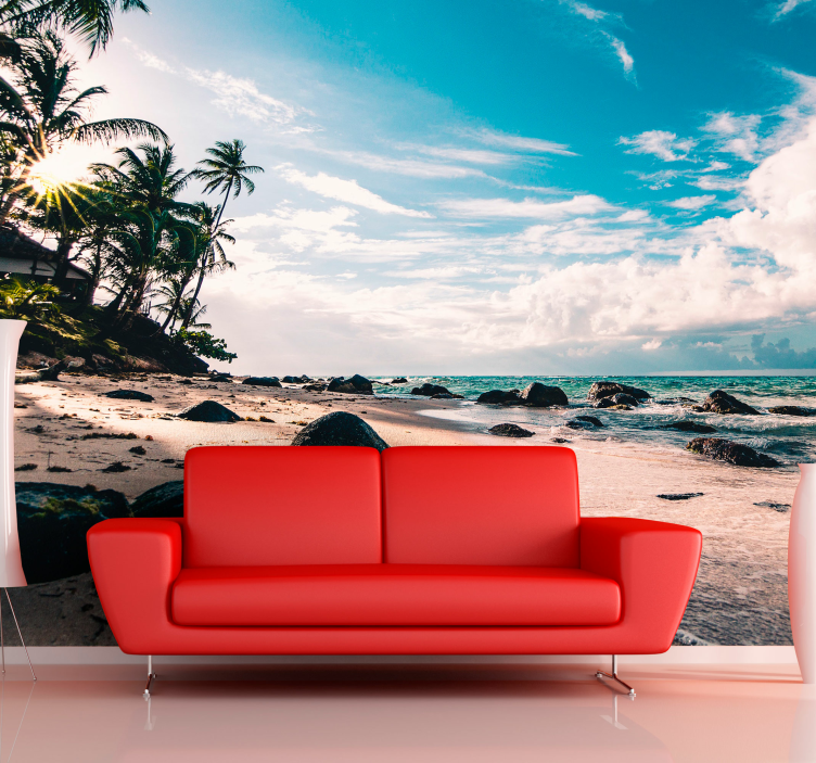 Tropical Beach Sunset under the sea wall mural - TenStickers