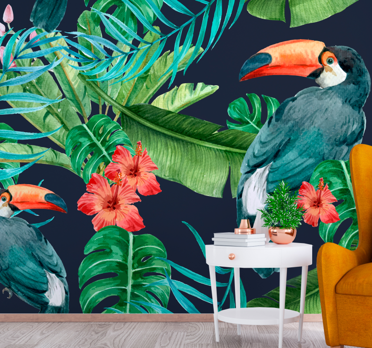 Tropical Bird Paradise jungle wall mural - TenStickers