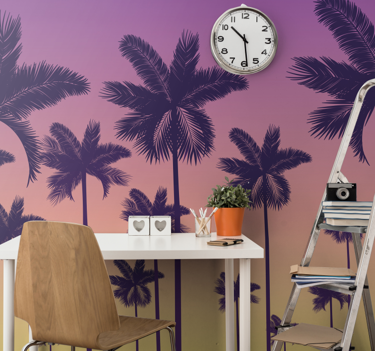 Tropical Palm Silhouettes wall mural nature - TenStickers