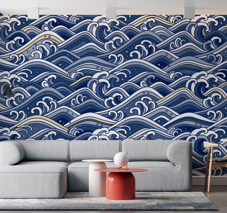 Under the sea wall mural flowing ocean waves - TenStickers